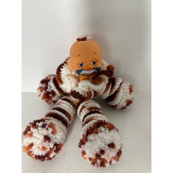 Vintage Handmade Yarn Doll With Baby clown  Face - Picture 2 of 6